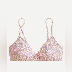 J Crew Eco Gathered Bikini Top in Beach Paisley Size Small
